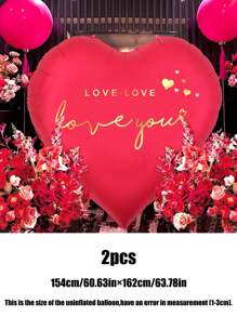 1pc/2pcs 63 Inch Giant Heart Shape Foil Balloon With Gold Foil "I LOVE YOU" Print, Suitable For Wedding, Engagement, Anniversary, Valentine's Day Party Decoration Back To School Valentine's Day - Multicolor - View 9