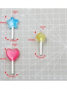 10pcs DIY Resin Acrylic Accessories - Star, Heart And Lollipop Shaped Pendants For Bag, Bracelet And Holiday Gifts