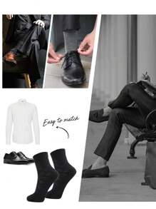 10 pares de calcetines tipo tubo de media altura para hombre, estilo casual y de negocios, transpirables y suaves - Multicolor - Ver 4