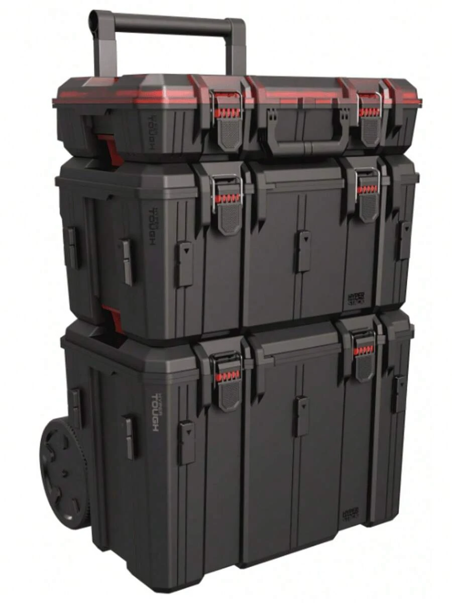 Hyper Tough Hyper Stack Heavy Duty 3 Piece Modular Rolling Toolbox Hyper Tough Hyper Stack Heavy Duty 3 Piece Modular Rolling Toolbox