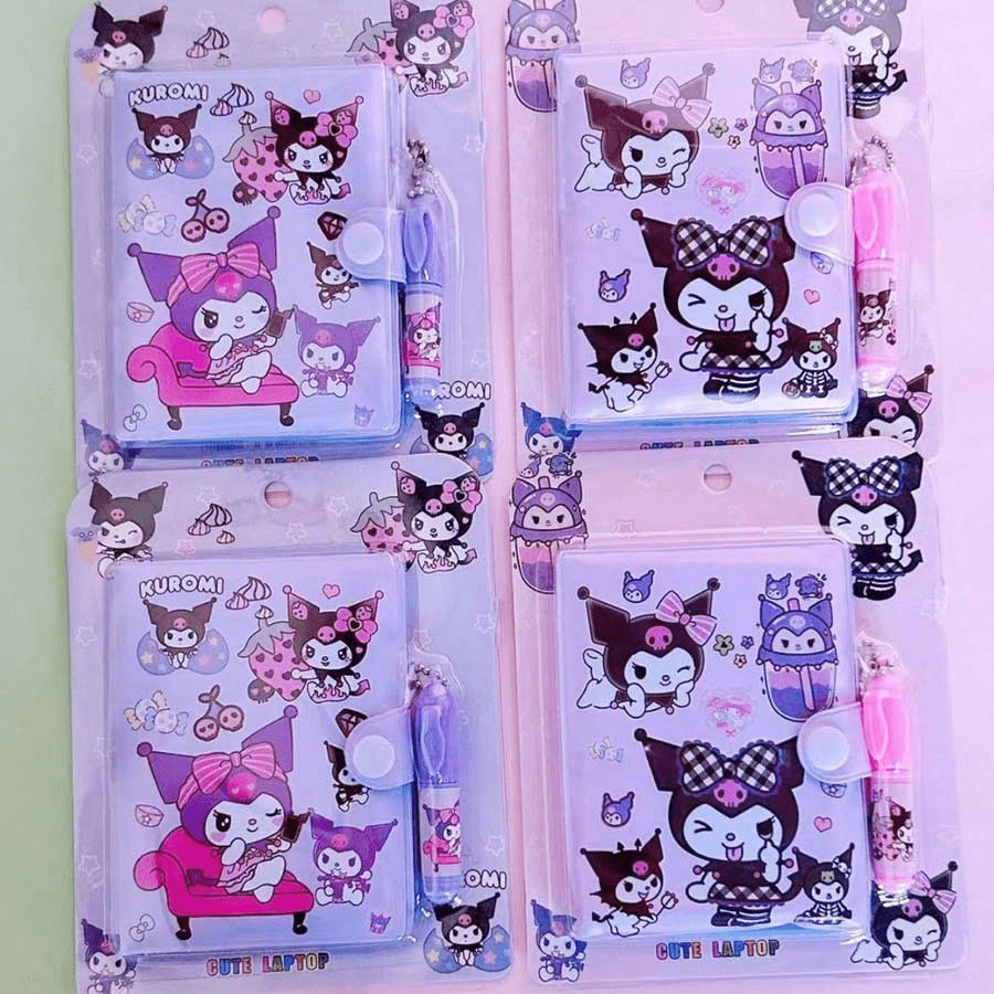 1/2/4 peças cadernos de desenho animado fofos, mini blocos de notas com caneta esferográfica, diário portátil para meninas