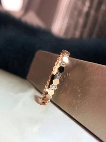 1 件蜂巢戒指女士珠宝 925 纯银精致时尚单戒指精美珠宝适合女孩复古派对约会生日礼物 - 玫瑰金 - 查看 4