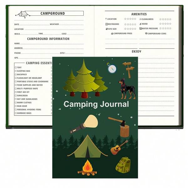 Outdoor Adventure Journal - A5 Size Camping, Hiking & Picnic Planner With Cute Red Cover, 100 Sheets - Perfect For Travel Memories & Planning