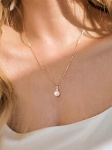 1 件 14k 女士项链，带钻石的珍珠项链、新娘项链、婚礼项链、母亲项链、圣诞节礼物、伴娘礼物 - 款式1 - 查看 2