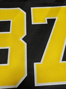 男式冰球球衣 #87 黑色刺绣运动运动衫 冰球球衣