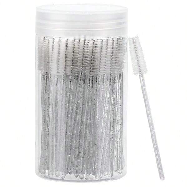 100/50PCS Eyelash Brushes, Mascara Wands With Container, Bendable Disposable Eyebrow Spoolies, Lash Brush For Lash Extensions, Eyebrow Spoolie, Castor Oil Brushes (Not All Sku Are In Bottle) (Multiple Colors Available)