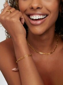 Bộ vòng cổ, vòng tay, vòng chân bằng thép không gỉ thời trang dành cho nữ, trang sức phong cách Châu Âu và Châu Mỹ, món quà năm mới hoàn hảo, làm quà tặng trang sức, quà tặng trang sức cho mẹ, chị gái, con gái, Giáng sinh, quà tặng trang sức Ngày của Mẹ. - Nhiều màu - Xem 7