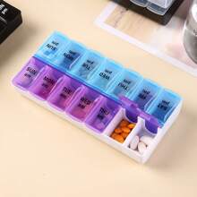 VINCAN 1pc Portable Pill Box, Pill Organizer Case, 7 Daily Compartments, AM PM Slot, Weekly Dosis Container, Medicine Holder, Pills Medication Dispenser