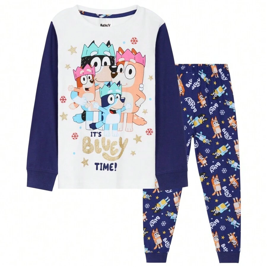 Bluey Pyjamas Family Long Matching PJs Set Cosy Loungewear Warm Sleepwear Nightwear - Grey - View 1