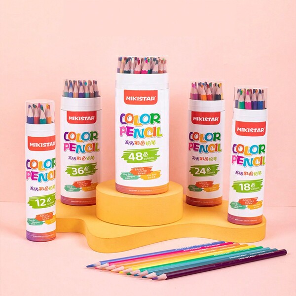 12/24/48 Colors Oil-Based Colored Pencils In Bucket, Student Painting & Graffiti Colored Pencils, Art Painting & Coloring Pencils, Drawing & Filling Pencils, Art Supplies, Gift