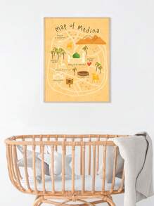 国际潮流 M-A-K-K-A-H 和麦地那地图印刷品，麦地那伊斯兰儿童房装饰海报，儿童墙壁艺术开斋节礼物，适合儿童开斋节礼物，斋月礼物，无框架 - 彩色 - 查看 7