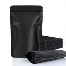 50PCS/100PCS Black Thick Reusable Zip Lock Mylar Foil Stand Up Gift Bags, Long Term Food Storage Resealable Zipper Close Doypack, Packaging Chocolate Tea Coffee Dried Fruits Powder Candy Meat, Holiday Party Favors Gift Wrapping Decorations - Black - View 6