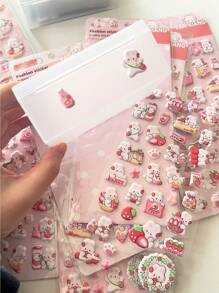 4pcs/Set Strawberry Rabbit Sticker Pack, 3D Foam Stickers In Bulk, DIY Decor For Water Bottle, Diary, Planner,School Supplies,Back To School