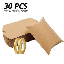 30pcs Solid Color Oversized Gift Boxes, Extra Large Kraft Paper Wedding/Christmas Gift Boxes, Pillow Shaped Kraft Paper Candy Box, Party Gift Box With Ribbon - Multicolor - View 8