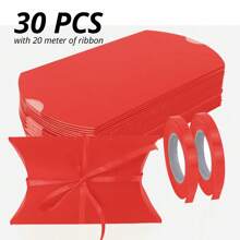 30pcs Solid Color Oversized Gift Boxes, Extra Large Kraft Paper Wedding/Christmas Gift Boxes, Pillow Shaped Kraft Paper Candy Box, Party Gift Box With Ribbon - Multicolor - View 7