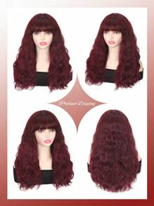 Peruka Natural Wave Remy Włosy Ludzkie Peruka Wino Rude Z Grzywką Naturalnie Wyglądające Naturalne Gęstości Włosy Dla Kobiet 99J