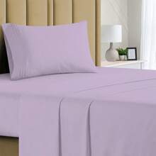 Luxurious Ultra Soft 3-Piece Bamboo Fiber Bed Sheet Set With Deep Pockets - Twin - 紫丁香 - 查看 1