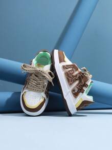 Primavera/Outono Novos Sapatos de Skate de Cano Baixo para Crianças, Tênis Esportivos Casuais da Moda para Meninos e Meninas, Antiderrapantes e Duráveis