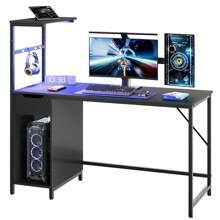 Escritorio de ordenador para juegos con cajón, mesa de PC con almacenamiento - Gris Claro - Ver 7