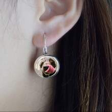 1 Pair Of Customized Ear Hooks Circular Customized Photos Women's Jewelry Commemorative Gifts Fashion Accessories