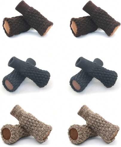 12 Stück Möbel, rutschfeste gestrickte Stuhlbeinsocken, gestrickte elastische Stuhlbeinsocken für Stuhlbeine mit doppelter Dicke, für Stuhlbeine mit 2,5 cm bis 5,1 cm