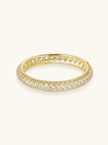 1枚纯银镶钻戒指，闪亮夺目，男女皆宜，可搭配日常服饰或派对配饰，高品质戒指，精致珠宝礼品。 - 滿圈雙排鑽 - 查看 4