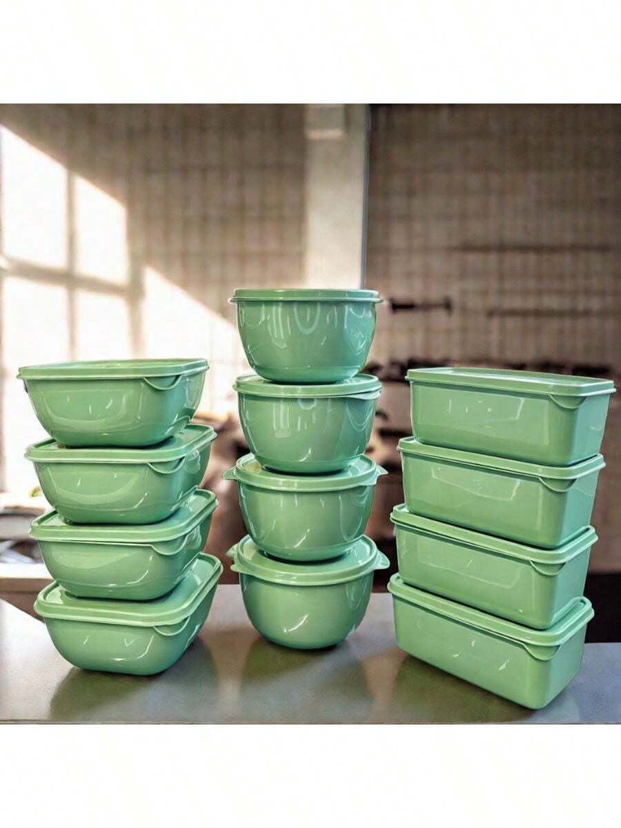 Kitchen Organizer Jar Kit - Plastic - 1 Liter - Various Formats - For Microwave And Freezer - Green - View 1