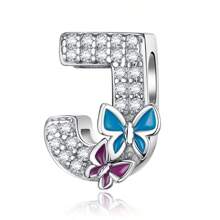 Easvnya Silver Butterfly Cubic Zirconia Letter A-Z Pendant, Suitable For Handmade Bracelet Necklace Minimalist Fashionable Jewelry DIY, Women Birthday Party Gift