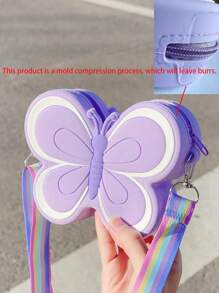 1pc Butterfly Silicone Zipper Mini Crossbody Shoulder Bag Suitable For All Season Daily Use Pink