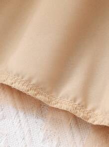 Young Girl' Solid Color Collared Sleeveless Mesh Dress With Woven Belt