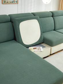 1 件装提花天鹅绒沙发垫套客厅弹力沙发套宠物防脏可拆卸沙发保护套家居装饰垫套 - 青碧色 - 查看 6