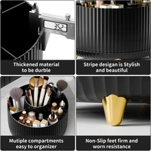 1 件 360° 旋转化妆刷架收纳盒，化妆品收纳柜，化妆品和护肤品收纳，礼品盒装，适用于梳妆台、桌面、浴室