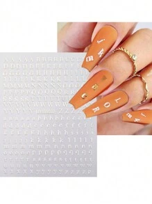 1/7 张 3D 字母指甲贴纸 7 种混合颜色字母指甲贴纸全息小字母指甲贴纸，1 件/7 件 3D 彩色字母自粘指甲贴花适用于女士女孩指甲 - 彩色 - 查看 13