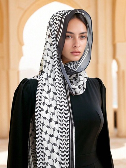 1pc Ladies New Floral Print Chiffon Hijab Arab Scarf Dubai Headscarf For Abaya