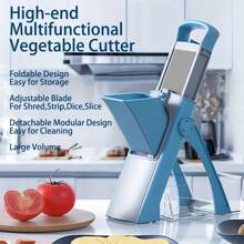 1 Set Vegetable Slicer, Multifunctional Manual Vegetable Chopper With Removable Container, Fruit & Vegetable Cutter For Shredding, Slicing, Stripping & Dicing, Fruit And Vegetable Slicer, Onion Grater, Potato Julienne, Kitchen Gadgets, Ideal Gift For Home Cooks & Chefs - Many - View 2