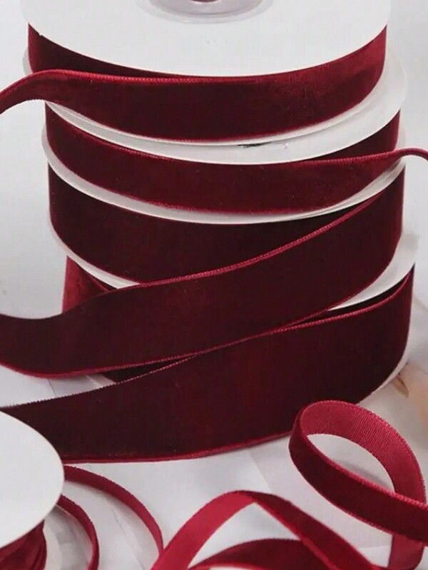 1 rotolo di nastro di velluto bordeaux della misura 5, adatto per artigianato fai-da-te, confezioni regalo e decorazioni natalizie - forniture per cucito e maglia