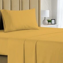 Luxurious Ultra Soft 3-Piece Bamboo Fiber Bed Sheet Set With Deep Pockets - Twin - Gold - View 2