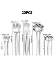 5/20/30pcs Stainless Steel Silverware Set Cutlery Set For Home Kitchen Restaurant Hotel Kitchen Utensils Set ,Kitchen,Christmas Gift - Multicolor - View 14