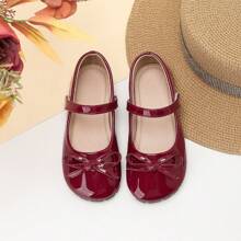 Girl's Cute Spring And Autumn Bow Decoration Princess Style Flat Shoes, Suitable For Children's Performances And Dancing Scenes - Burgundy - View 15