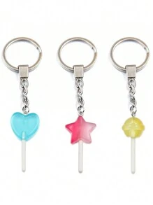 10pcs DIY Resin Acrylic Accessories - Star, Heart And Lollipop Shaped Pendants For Bag, Bracelet And Holiday Gifts