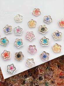 20pcs Cherry Blossom Nail Art Decoration Flower Nail Accessories Mixed Colored Fresh And Simple Flowers Nail Accessories For Spring Nail Art Suitable For Personal DIY Nail Salon Nail Charms Nail Gems Nail Supplies
