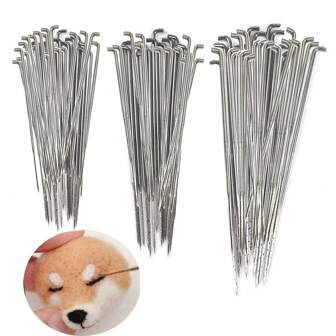 60pcs Felting Needles DIY Knitted Felting Tools Kit - 20pcs Of Each Size 79mm, 86mm, 91mm