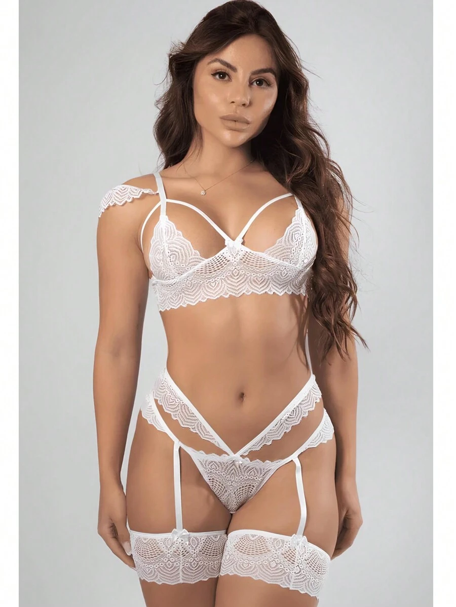 Sexy Legging Set With Lace Shoulder 2061 - Putih - View 1