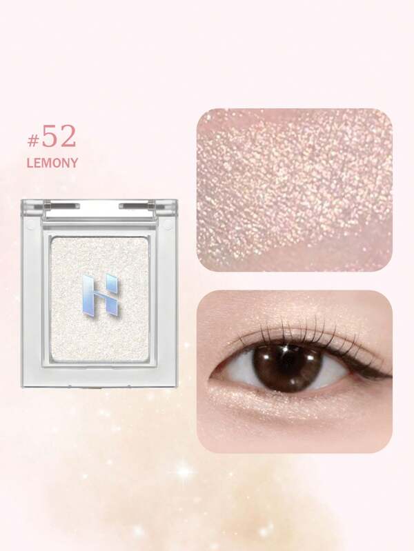 HOLIKA HOLIKA My Fave Piece Eyeshadow 52 LEMONY Palette | Single Eyeshadow | Soft Neutral Ash Color, Long-Wearing, Glitter, Clear Watercolor | Palette With Easy Color Matching For All | Korean Beauty, Korean Makeup