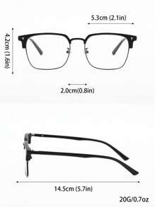 1 Stück Herren Metallhalb-Rahmen Business Retro Nicht-Rezept Brille, geeignet für den täglichen Gebrauch, Computerspiele, Büroarbeit