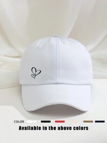 1pc Outdoor Printed Double-Layer Heart Shaped Baseball Cap, Breathable Adjustable Golf Sun Hat For Women, Fashionable Curved Brim Sun Hat For Men, All-Season Couple Hat Gift For Valentine's Day Valentines - Baseball Cap - View 1