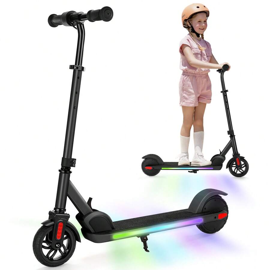 tooluck 150W Electric Scooter For Kids Ages 6-14, 150W Motor & 10 Mph, 80 Mins Ride Time, Adjustable Height & Speed, LED Display & Colorful Lights, Electric Scooter, Best Gift For Boys And Girls - màu đen - Xem 1