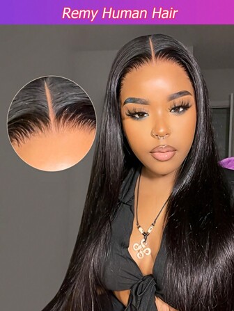Glueless Wig Ready And Go Silky Straight Human Hair Preplucked 4X4 Transparent Lace Closure Wigs Human Hair Straight Lace Front Wigs Human Hair For Women 8-34 Inch Bob Wig 8-12inch