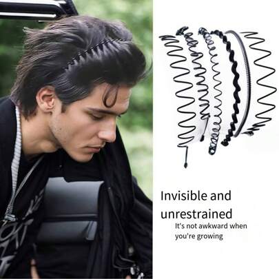 Men's Headband, Women's Headband, Men's Headband With Black Wave Spring, Outdoor Sports Headband, Men's Headband Clip, Women's Accessories, Simple Elastic Anti Slip Headband Headwear, Ideal Choice For Gift Giving
