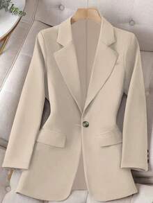 Damen Lässig Elegant einfarbige leichte Lange Ärmel Blazer Jacke, vielseitig einsetzbar für den Arbeitsweg